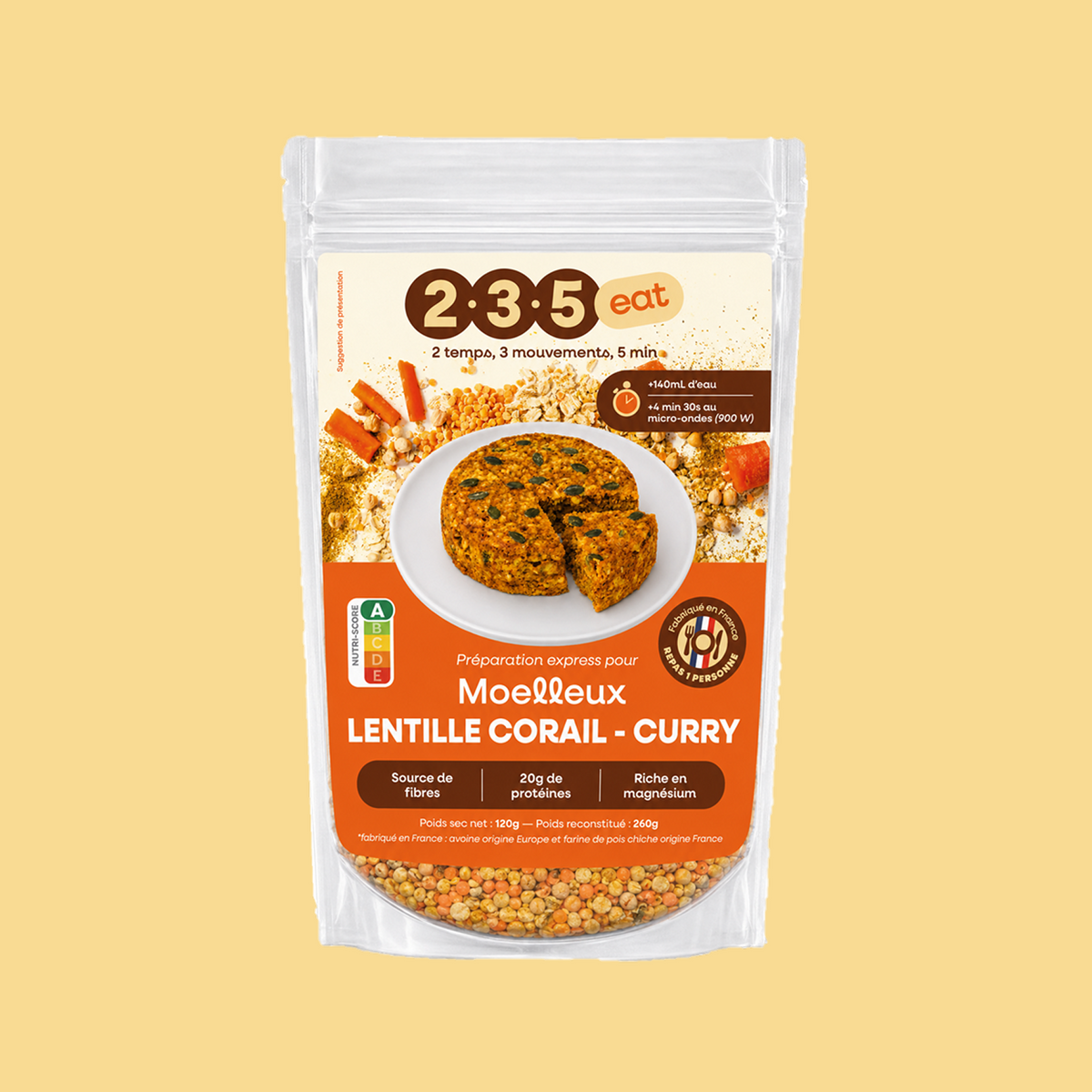 Moelleux salé repas Lentille corail Curry